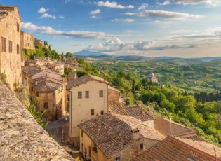 View of the city and tuscan landscape of Montepulciano. Places to see while visiting Rome and Florence.